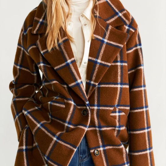 NO LONGER AVAILABLE MANGO Checked Lapel Coat - Picture 4 of 13